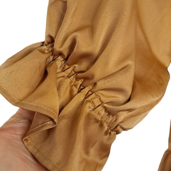 Ella Blue Dusty Mauve Pink Ruffle Tier Dress Solid Flared Mini Feminine Size L - Picture 6 of 12